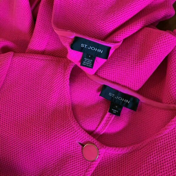 VTG Style St John Black Label Santana 2pc hot pink suit jacket 10 & skirt 6 - Picture 8 of 12